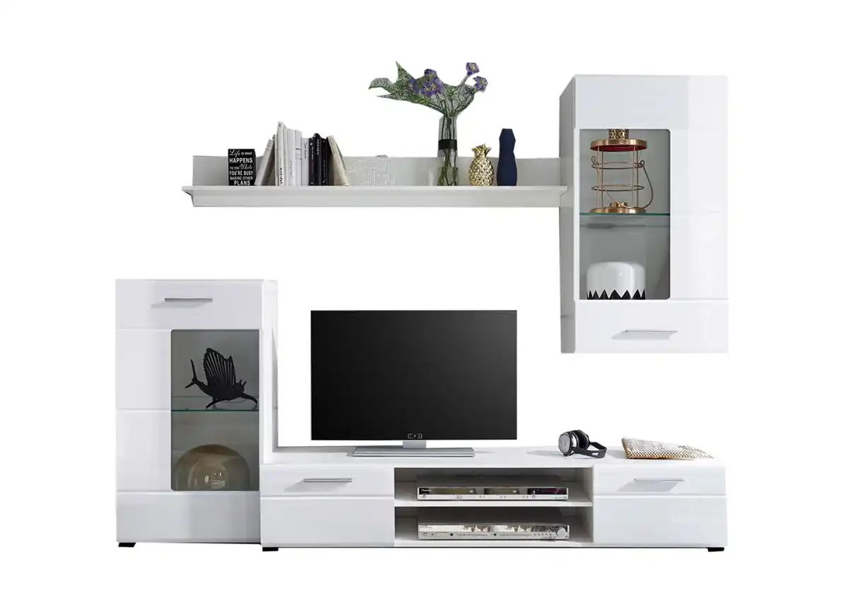 Bild 1 von Wohnwand weiß hochglanz 230 cm Anbauwand - SHOT