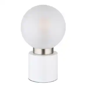 GLOBO Retrofit Tischlampe Marka Weiß/ Opalglas 15x15cm H24,5cm