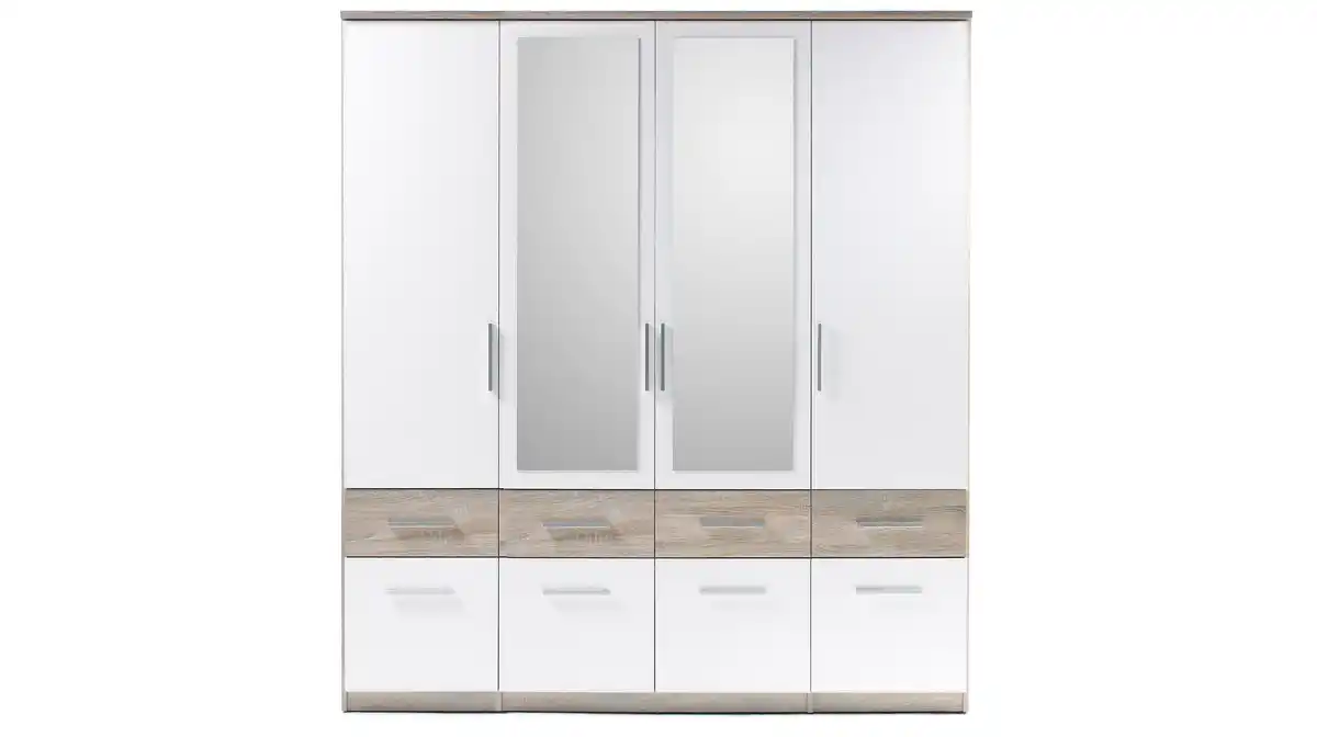 Bild 1 von Kleiderschrank mit Spiegel - Sonoma Eiche - weiß - 180 cm - BOX