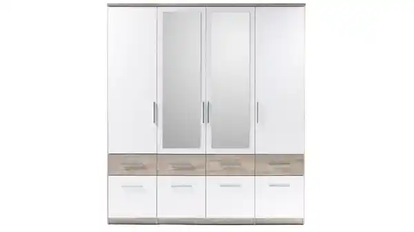 Bild 1 von Kleiderschrank mit Spiegel - Sonoma Eiche - weiß - 180 cm - BOX