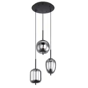 GLOBO Retrofit Pendelleuchte Blacky schwarz /rauchfarbig 46x46cm H120cm