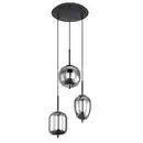 Bild 1 von GLOBO Retrofit Pendelleuchte Blacky schwarz /rauchfarbig 46x46cm H120cm