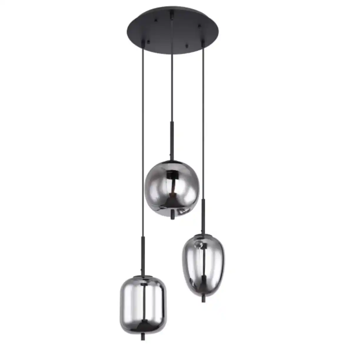 Bild 1 von GLOBO Retrofit Pendelleuchte Blacky schwarz /rauchfarbig 46x46cm H120cm