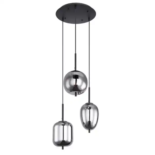 Bild 1 von GLOBO Retrofit Pendelleuchte Blacky schwarz /rauchfarbig 46x46cm H120cm