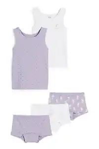 C&A Multipack 5er-Einhorn-2 Singlets und 3 Boxershorts, Lila, Größe: 98-104
