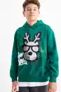 Bild 1 von C&A Rentier-Weihnachts-Hoodie-Glanz-Effekt, Grün, Größe: 128