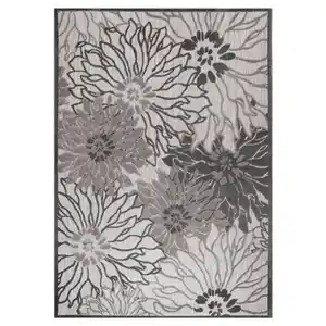 Sanat Outdoorteppich FLORAL grau B/L: ca. 80x200 cm