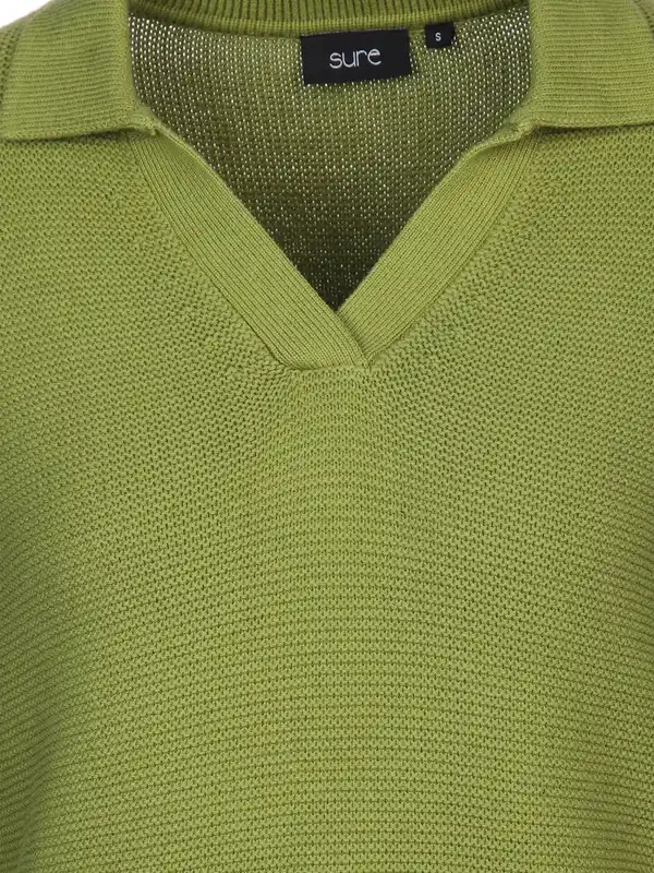 Bild 3 von Damen Pullover mit Polokragen und Streifen Grün