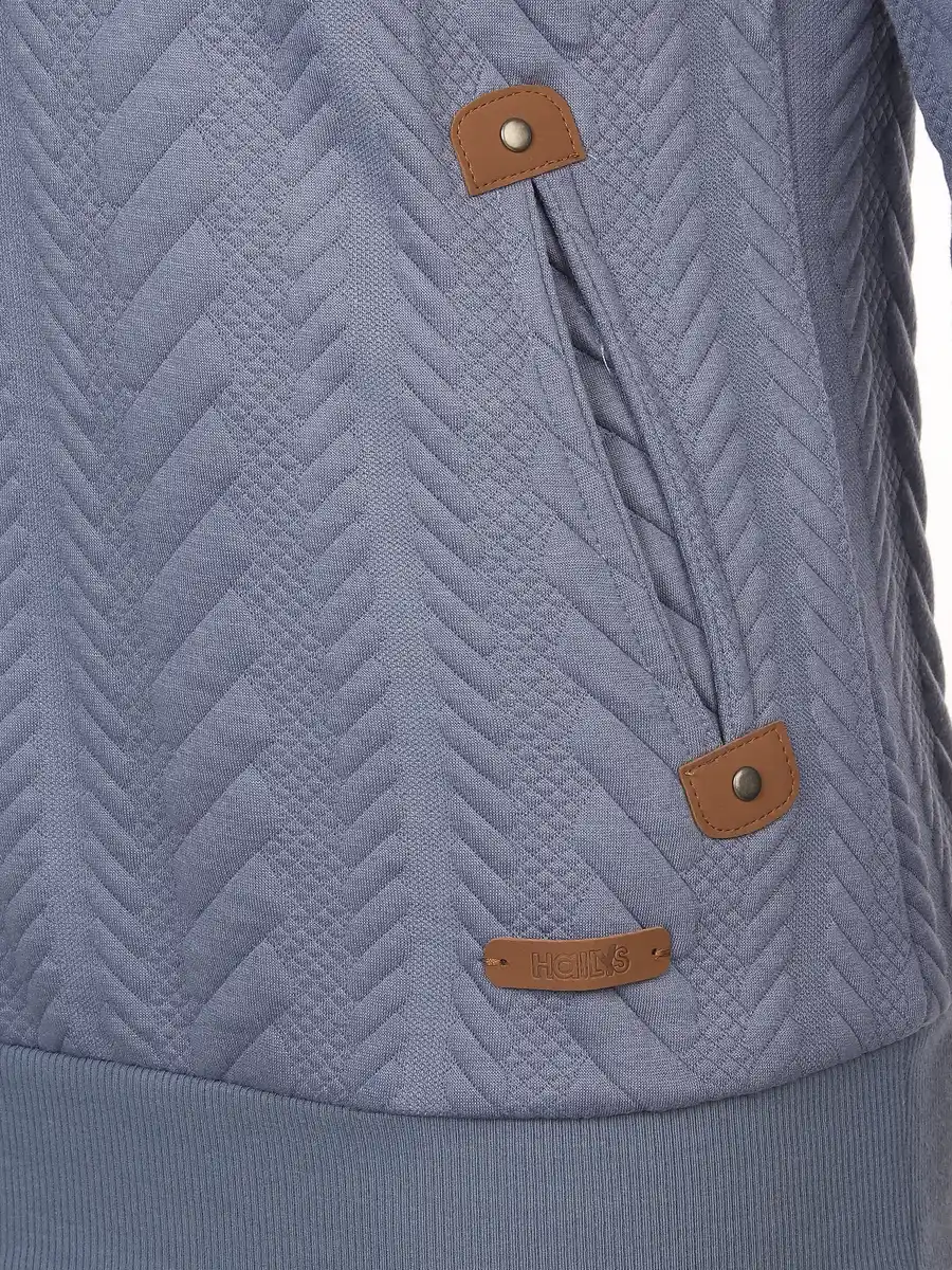 Bild 3 von Damen Sweatshirt mit überlappendem Kragen und Kapuze Blau