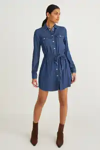 C&A Jeans-Blusenkleid, Blau, Größe: 44