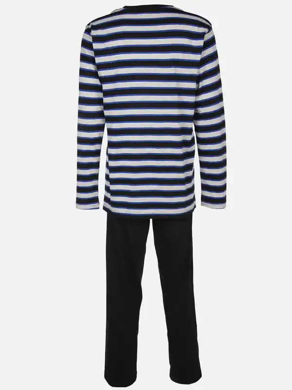 Bild 2 von Herren Pyjama lang mit Streifen Schwarz