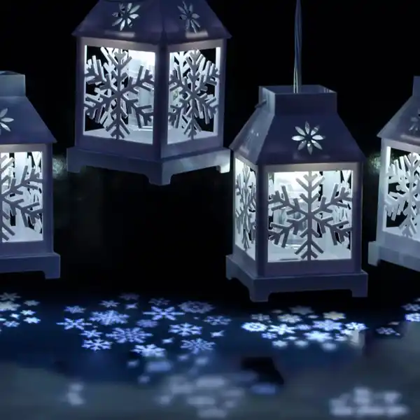 Bild 3 von X4-LIFE LED Laternen Lichterkette mit Schneeflocken Projektion
