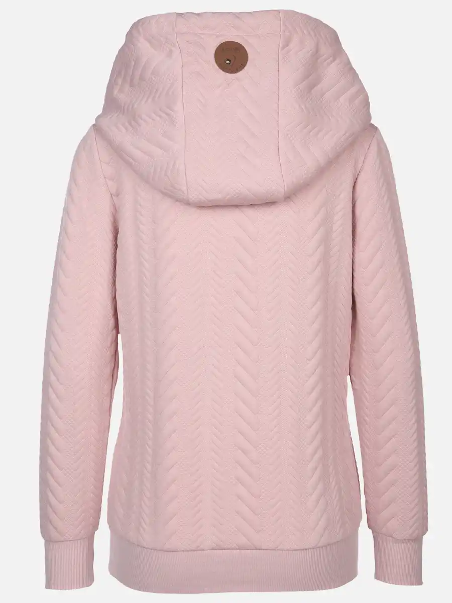 Bild 2 von Damen Sweatshirt mit überlappendem Kragen und Kapuze Rosa