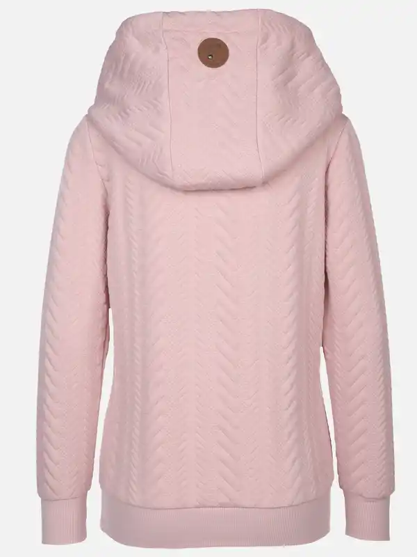 Bild 2 von Damen Sweatshirt mit überlappendem Kragen und Kapuze Rosa