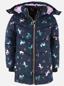 Mädchen Steppjacke mit Einhornprint Blau