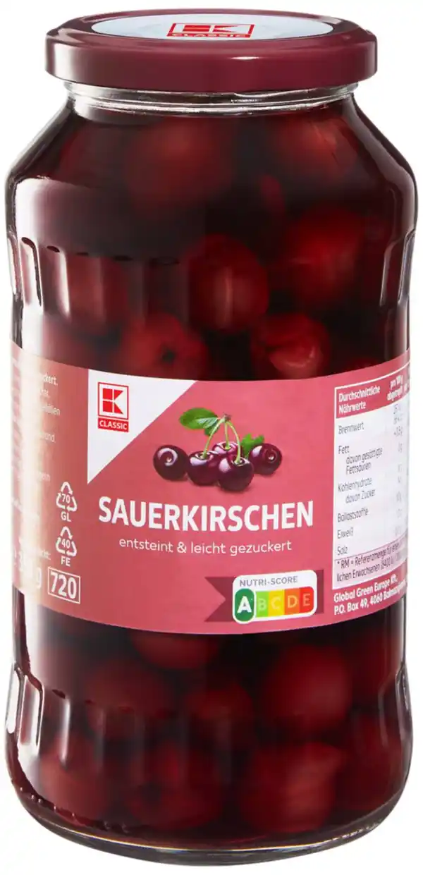 Bild 1 von K-CLASSIC Sauerkirschen, 680-g-Glas