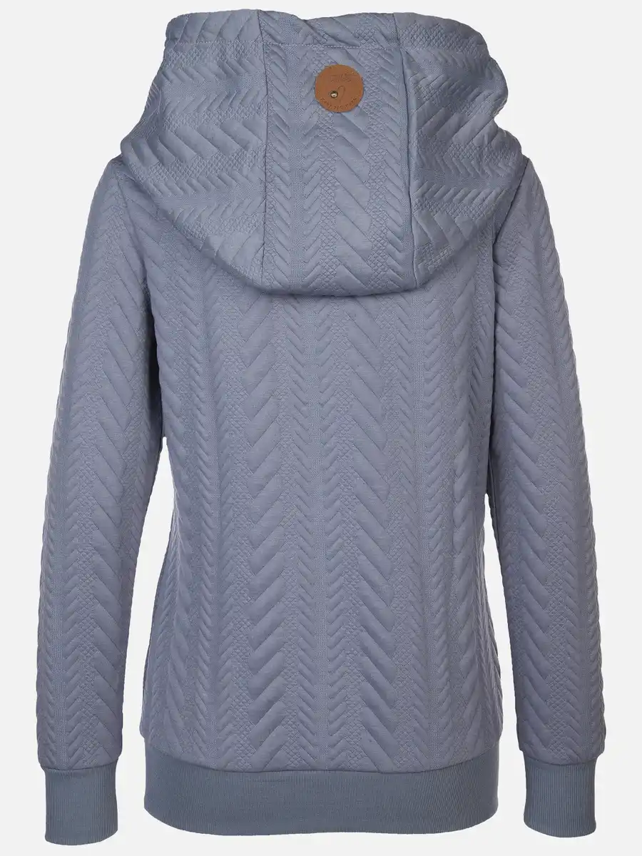 Bild 2 von Damen Sweatshirt mit überlappendem Kragen und Kapuze Blau