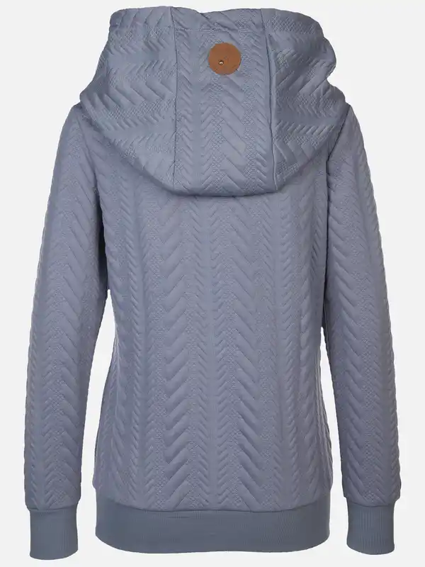 Bild 2 von Damen Sweatshirt mit überlappendem Kragen und Kapuze Blau