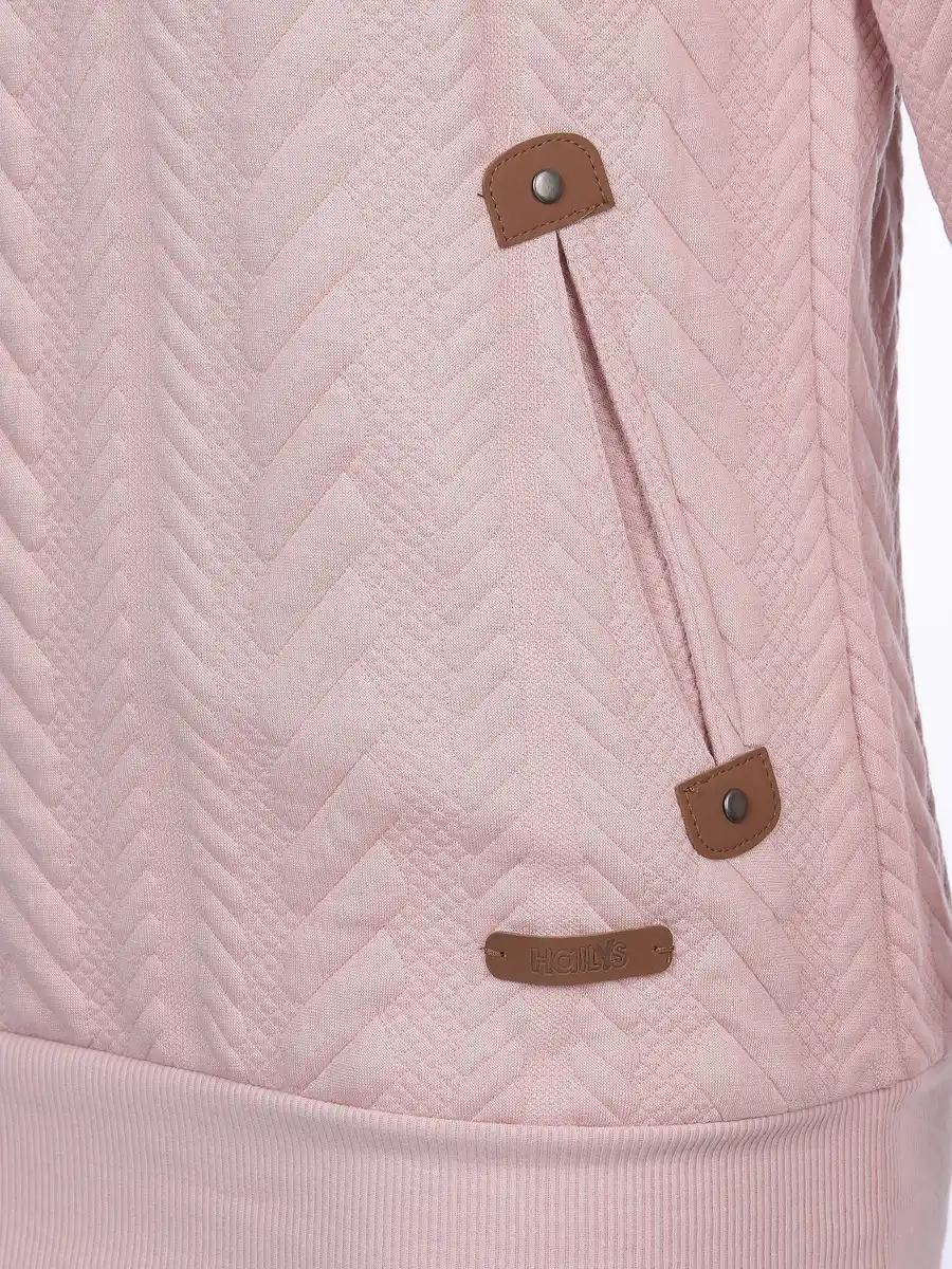 Bild 3 von Damen Sweatshirt mit überlappendem Kragen und Kapuze Rosa