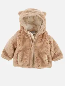 Baby Kuscheljacke mit Kapuze und angesetzten Öhrchen Beige