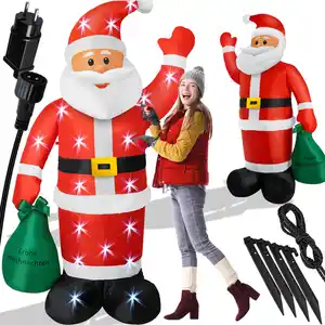 KESSER® Aufblasbarer Weihnachtsmann XXL LED beleuchtet inkl. Befestigungsmaterial Weihnachtsdekoration Weihnachtsdeko  Figur , geräuscharmes Gebläse,  Nikolaus Santa witterungsbeständig IP44