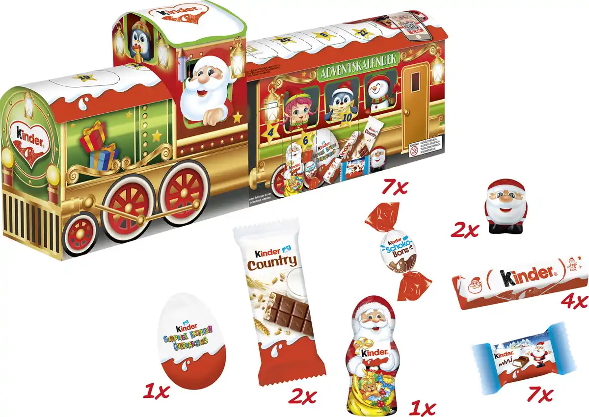 Bild 2 von Ferrero Kinder Mix Adventskalender 3D-Zug 2024, 226 g