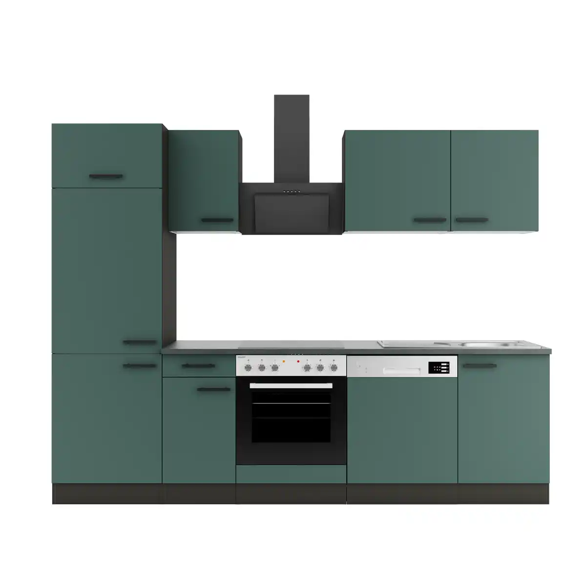 Bild 1 von OPTIFIT Küchenzeile mit E-Geräten 'OPTIkompakt Verona405' steingrün/anthrazit 270 cm