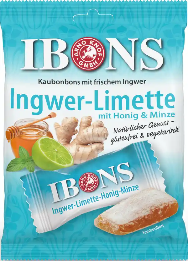 Bild 1 von IBONS Ingwer-Limette Bonbons, 92 g