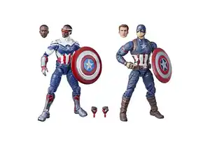 Hasbro Actionfigur Marvel Legends Series - CAPTAIN AMERICA Sam Wilson & Steve Rogers - 2 Pack, (Set, 2 Spielfiguren & viel Zubehör)