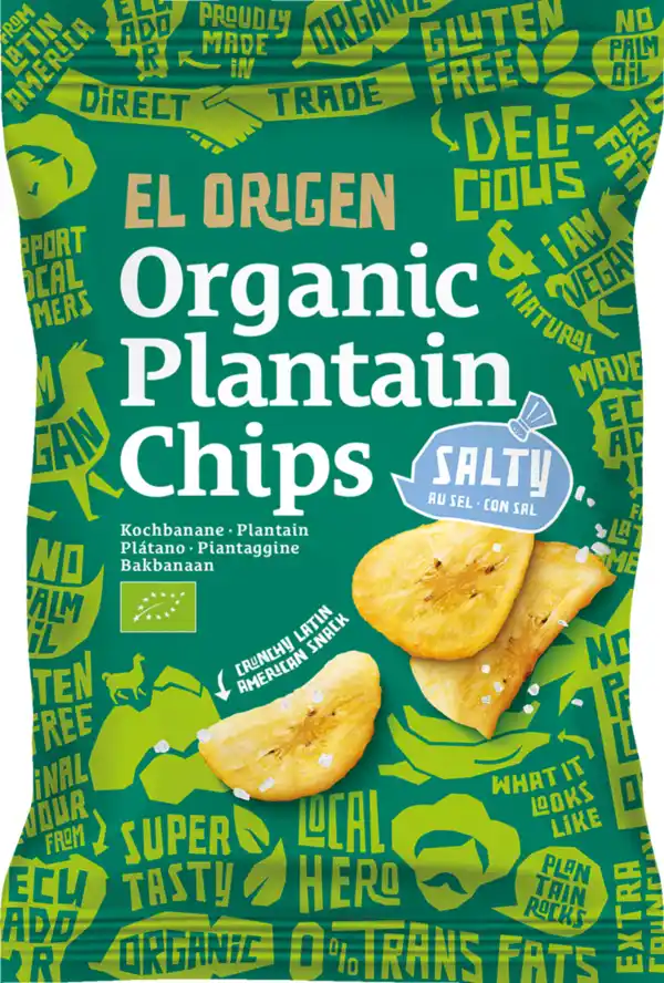 Bild 1 von el origen Bio Kochbananen Chips mit Meersalz, 80 g