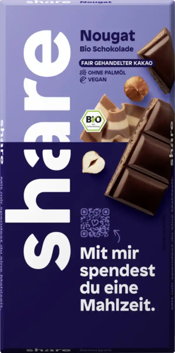 Bild 1 von share Bio Schokoladentafel Edelbitter Nougat, 100 g