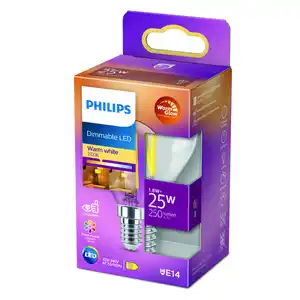 Philips LED-Tropfenlampe 'WarmGlow' klar E14 2 W, dimmbar