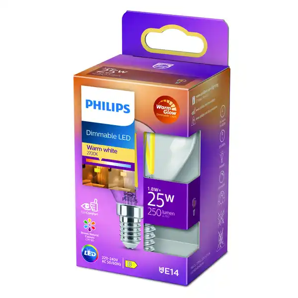 Bild 1 von Philips LED-Tropfenlampe 'WarmGlow' klar E14 2 W, dimmbar