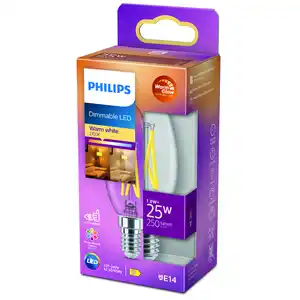 Philips LED-Kerzenlampe 'WarmGlow' klar E14 2 W, dimmbar