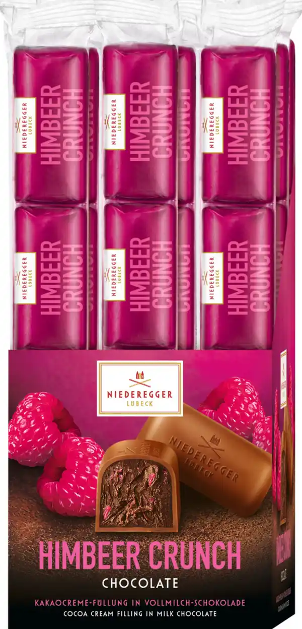 Bild 1 von Niederegger Himbeer Crunch Riegel in Vollmilch-Schokolade, 50 g