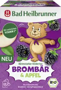 Bad Heilbrunner Bio Früchtetee Bärenstarker Kindertee Brombär Apfel mit natürlichem Vitamin C*, 30 g