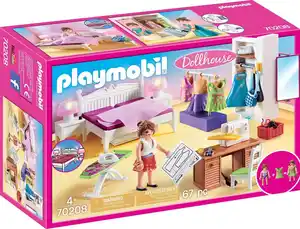 Playmobil® Konstruktions-Spielset Schlafzimmer mit Nähecke (70208), Dollhouse, (67 St), Made in Germany