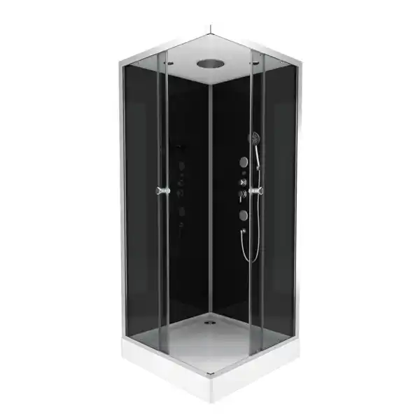 Bild 1 von Aurlane Komplettdusche 'Club Square' mit Schiebetür silber 90 x 90 x 215 cm