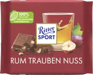 Ritter Sport Rum Trauben Nuss Tafelschokolade, 100 g