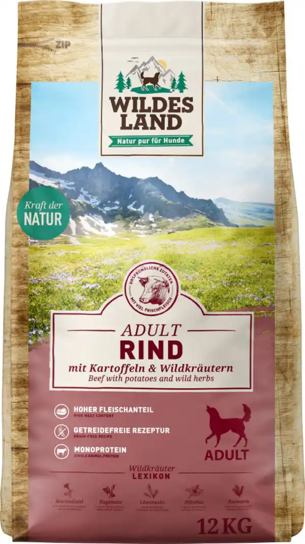 Bild 1 von Wildes Land Hundefutter Rind mit Kartoffeln und Wildkräutern, 12 kg