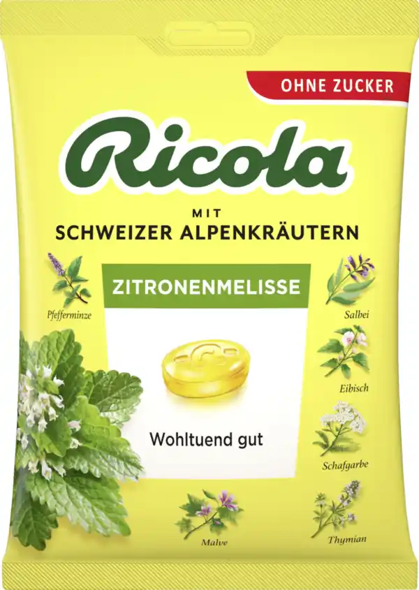 Bild 1 von Ricola Zitronenmelisse Schweizer Kräuterbonbon zuckerfrei, 75 g