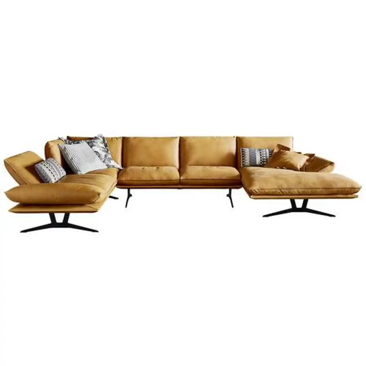 Bild 1 von Dieter Knoll Wohnlandschaft, Currygelb, Leder, Echtleder, Anilinleder, Büffelleder, Uni, U-Form, 359x217 cm, Goldenes M, Dgm, Typenauswahl, Fußauswahl, Lederauswahl, Stoffauswahl, seitenverkehrt er