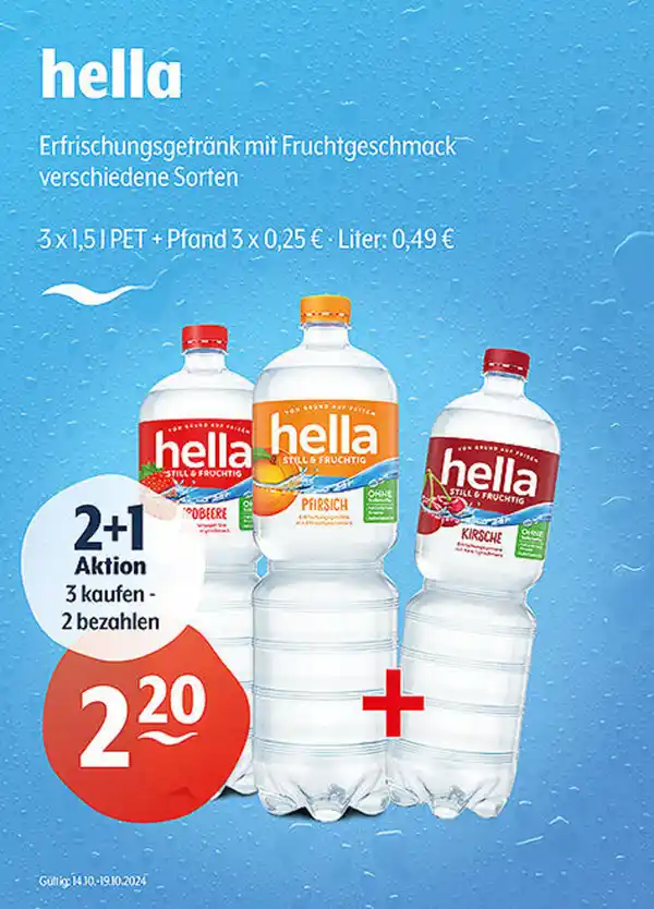 Bild 1 von hella Erfrischungsgetränk mit Fruchtgeschmack verschiedene Sorten2+1 Aktion (3 kaufen - 2 bezahlen)