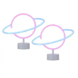 LED-Neon-Tischleuchte Saturn, 2er Set