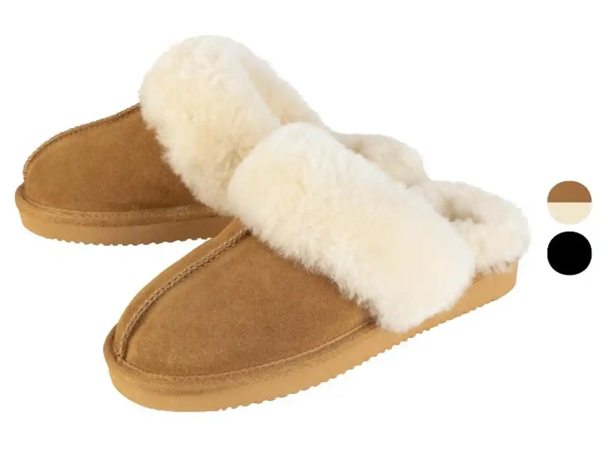 Bild 1 von esmara® Damen Lammfell-Hausschuhe aus weichem Leder