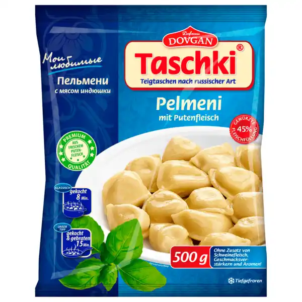 Bild 1 von Dovgan Taschki Pelmeni Teigtaschen mit Putenfleisch 500g