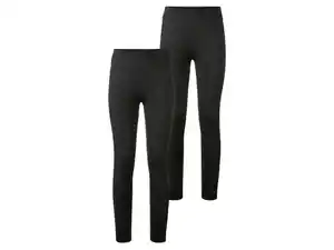 Nur Die Damen Baumwoll Leggings, 2 Stück, atmungsaktiv und supersoft, schwarz