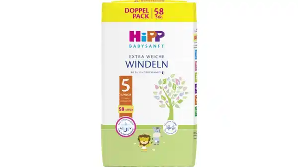 Bild 1 von HiPP Babysanft Windeln Junior 5 Doppelpack