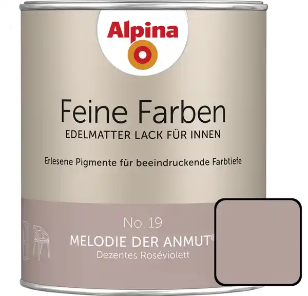 Bild 1 von Alpina Feine Farben Lack No. 19 Melodie der Anmut  roséviolett edelmatt 750 ml