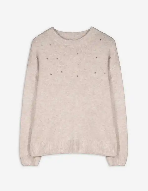 Bild 1 von Damen Pullover - Zierperlen - beige